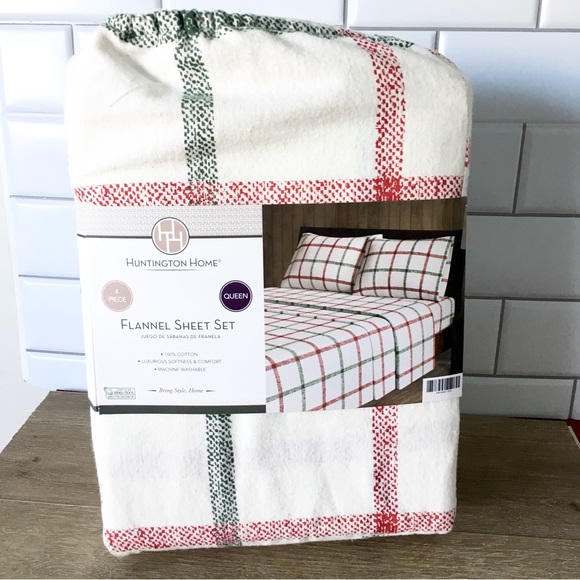 Huntington Home Bedding Nwt Queen Flannel Sheet Set 4 Piece Holiday